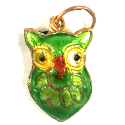 ENAMEL OWL 14X24MM GREEN